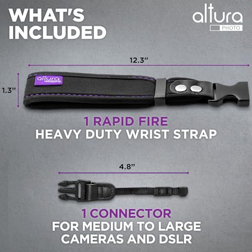 Buy now Camera Wrist Strap - Rapid Fire Heavy Duty Safety Wrist Strap by Altura Photo w/ 2 Alternate Connections for Use w/ Large DSLR or Mirrorless Cameras at indiglob india