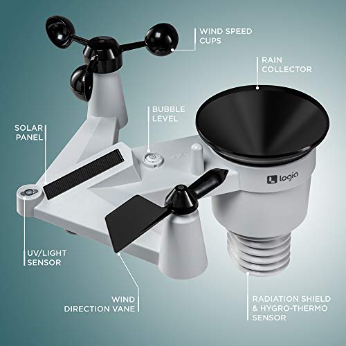 Buy now Logia 18-in-1 Wi-Fi Weather Station with 7-in-1 Solar Sensor Array, Temperature Humidity Wind Speed/Direction Rain UV & More, Wireless Color Console w/Forecast Data, Alarm, Alerts at indiglob india