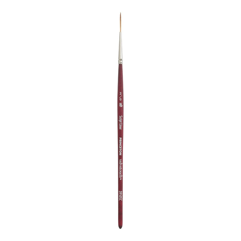 Buy now Princeton Velvetouch Artiste, Mixed-Media Brush for Acrylic, Watercolor & Oil, Series 3950 Script Liner Luxury Synthetic, Size 2/0 at indiglob india
