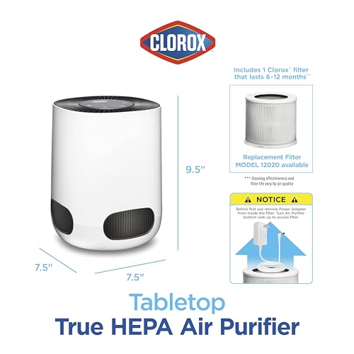 Buy now Clorox Air Purifiers for Bedroom Home, True HEPA Filter, Small Rooms Up to 200 Sq Ft, Removes 99.9% of Mold, Viruses, Wildfire Smoke, Allergens, Pet Allergies, Dust, AUTO Mode, Whisper Quiet at indiglob india
