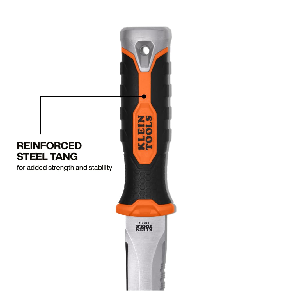 Buy now KLEIN TOOLS DK16 Double-Edged Duct Knife, Serrated Stainless Steel Blade, Designed for Duct Board and Insulation, Fixed Blade Knife with Sheath, 5-1/2-Inch at indiglob india