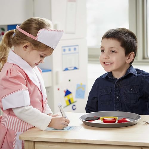 Buy now Melissa & Doug Waitress Role Play Costume Set (7 pcs) - Includes Apron, Order Pad, Cap at indiglob india
