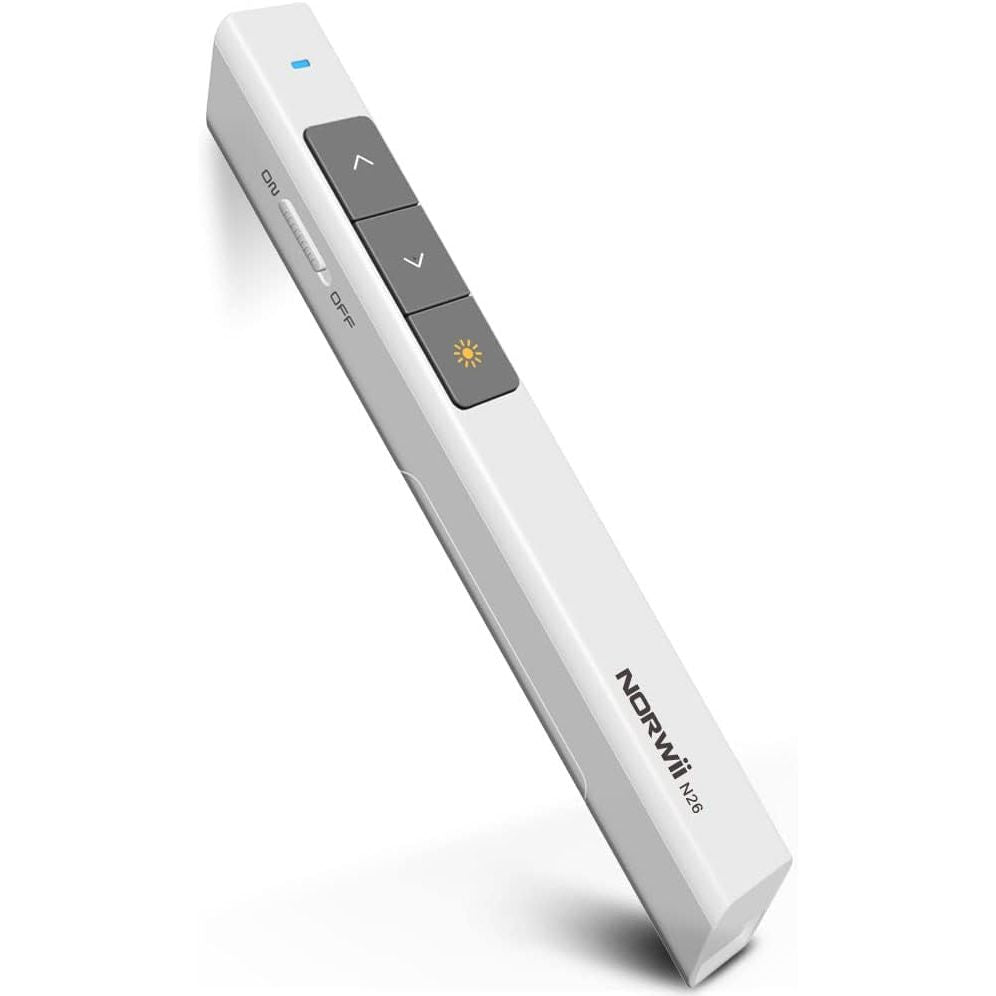 NORWII N26 Wireless Presentation Clicker with Pointer, Presentation Remote, Wireless Presenter for PowerPoint Presentations, PowerPoint clicker (N26-white)