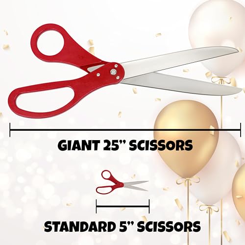 Buy now Giant Ribbon Cutting Scissor Set with Red Satin Ribbon Included - 25" Extra Large Scissors - Heavy Duty Metal Construction for Grand Openings, Weddings, Inaugurations, Ceremonies & Special Events at indiglob india