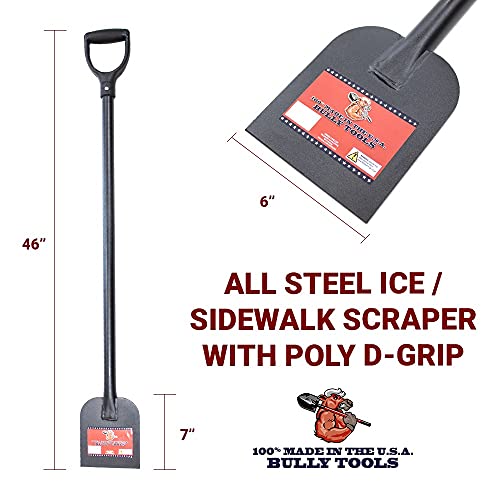 Buy now Bully Tools Heavy Duty Ice Scraper with D-Grip Handle - Steel Head and Floor Scraper with Long Handle for Driveway, 11-Gauge Steel Flat Head Shovel and Tool Ice Edging Shovel for Sidewalks, 46-inches at indiglob india