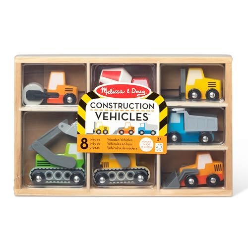 Buy now Melissa & Doug Wooden Construction Site Vehicles with Wooden Storage Tray (8 pcs) at indiglob india
