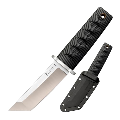 Buy now Cold Steel Kyoto 3.25" Durable Compact 8Cr13MoV Stainless Steel Fixed Blade Tanto Outdoor Hunting Utility Knife, 3 3/8" Textured Kray-Ex Handle, Sheath Included at indiglob india