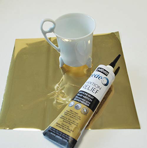 Buy now Pébéo Gédéo Mirror Effect Gold Leaves Adhesive Sheet - 12 Sheets, 5 ½ x 5 ½ Inches, Art and Craft Supplies, for Painting, Home Decor, or Decorations at indiglob india
