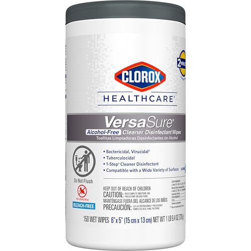 Buy now CLOROX Healthcare VersaSure Cleaner Disinfectant Wipes, 6" x 5", 150 Count Canister (Package May Vary) at indiglob india