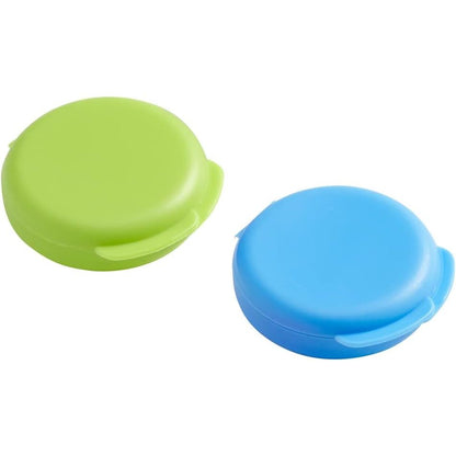 EZY DOSE Daily Round, Compact, Small, Discrete, Portable On-The-Go Pocket Pharmacy, Pill Box, Organizer and Vitamin Containers, Snap Shut Lids, Travel Friendly, Blue and Green, 2 Pack, BPA Free