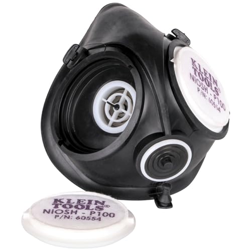 Buy now Klein Tools 60552 Reusable P100 Half-Mask Respirator with Replaceable Filters for Dust, Metal Fumes, and Oil Mist, M/L at indiglob india