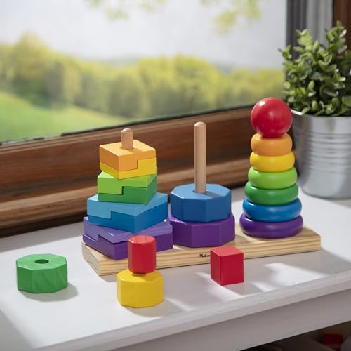 Buy now Melissa & Doug Geometric Stacker - Wooden Educational Toy,25 count(pack of 1) at indiglob india