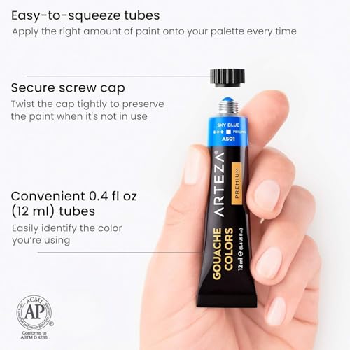 Buy now ARTEZA Gouache Paint, Set of 24, 12ml/0.4 US fl oz Gouache Paint Tubes, Gouache Set for Adults and Students at indiglob india