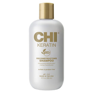 CHI Keratin Reconstructing Shampoo, Delivers Healthier Hair, Adds Shine & Helps Prevent Future Breakage, Sulfate, Paraben, & Cruelty-Free, 12 Oz