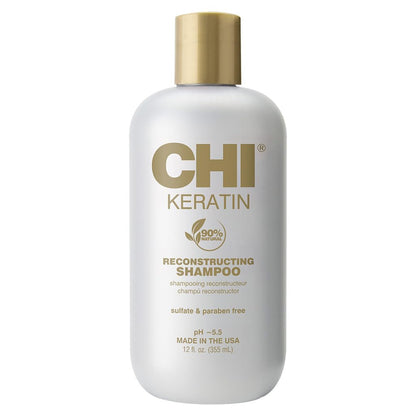 CHI Keratin Reconstructing Shampoo, Delivers Healthier Hair, Adds Shine & Helps Prevent Future Breakage, Sulfate, Paraben, & Cruelty-Free, 12 Oz