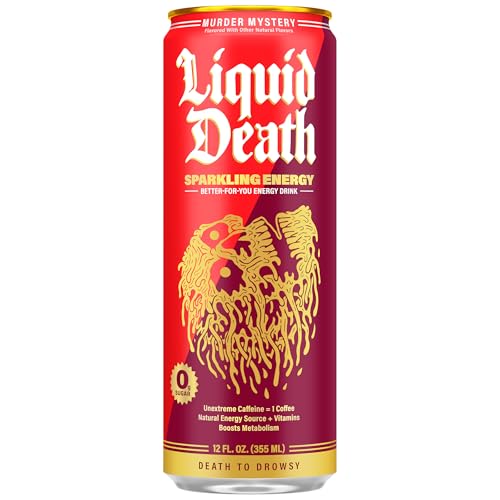 Buy now Liquid Death Sparkling Energy - Tropical Terror (Classic Piña Colada), Zero Sugar Energy Drink, Unextreme Caffeine 100mg, Essential Vitamins, 12 Fl Oz (Pack of 12) at indiglob india