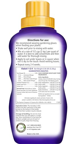 Buy now Espoma Organic Violet! 8-Ounce Concentrated Plant Food – Plant Fertilizer and Bloom Booster for All Violets and Indoor Flowering Plants. Promotes Vigorous Growth and Blooming. at indiglob india