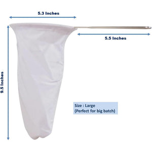 5.3” Large Reusable Thai Tea Filter – Traditional Cloth Strainer with Metal Handle for Tea, Coffee, Coconut Milk, Almond Milk, and Juice