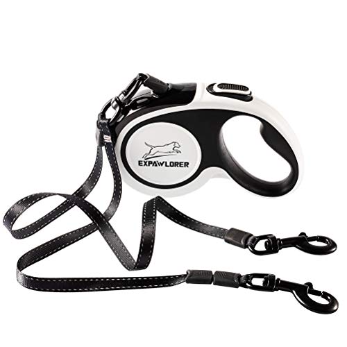 Buy now EXPAWLORER Dual Retractable Dog Leash - Double-Head Lockable Extendable Pet Leash - 16FT Reflective Nylon Ribbon - 360 Tangle-Free for Two Dogs Walking Training at indiglob india