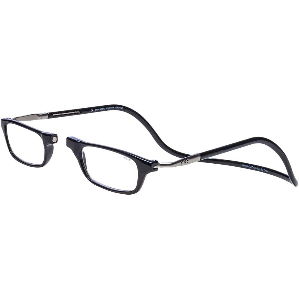 Clic Magnetic Reading Glasses for Men or Women, Computer Readers, Original Long (M-L, Black, 1.75 Magnification)