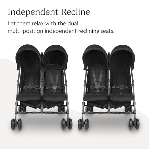 Buy now UPPAbaby G-Link V2 Double Umbrella Stroller / Lightweight Design / One-Step Fold + Recline / XL Basket + Canopy / Cup Holder Included / Jake (Black/Carbon Frame) at indiglob india