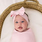 Buy now Little Sleepies Swaddle & Luxe Bow Headband Set, Viscose from Bamboo Baby Swaddles, Newborn Baby Girl Clothes (Prima Pink Ribbed) at indiglob india