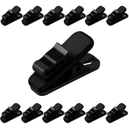 FENGWANGLI Headphone Clip for Shirt, 1 Inch Length Small Earbud Cord Management Earphone Mount Cable Clothing Clip to Keep Microphone Cord in Place for 1.5mm Diameter Round Wire (12 Pcs/Black)