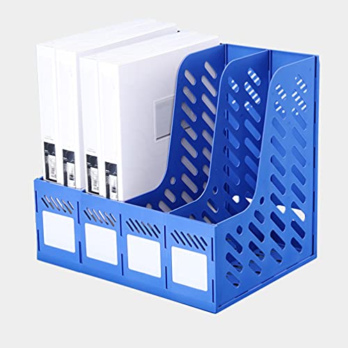 Buy now Sturdy Magazine File Book PP Holder Desk Organizer for Office Organization and Storage with Compartments Storage Organizer 4C Blue-Strip at indiglob india