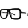grinderPUNCH Thick Square Frame Clear Lens Glasses Eyeglasses Super Oversized Fashion and Costume - Black
