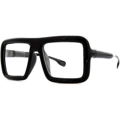 grinderPUNCH Thick Square Frame Clear Lens Glasses Eyeglasses Super Oversized Fashion and Costume