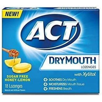 ACT Dry Mouth Honey Lemon Lozenges, 18 Lozenges Each (Pack of 6)