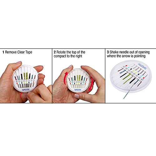 Buy now SINGER Tapestry Needles in Dial Compact, Assorted Sized Sewing Needles, Sizes 22, 24, 26, 28, Set of 24 at indiglob india