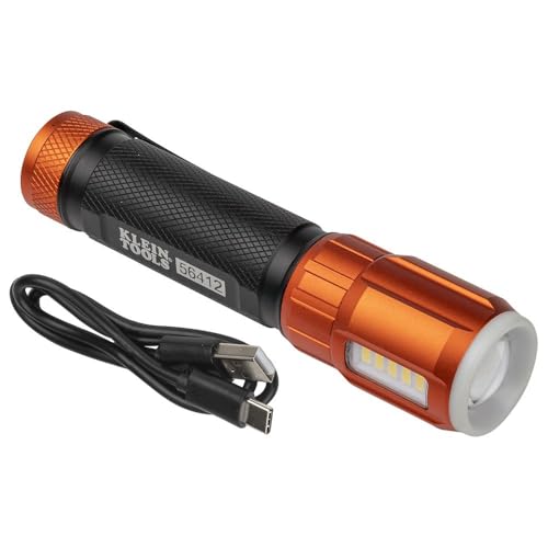 Buy now Klein Tools 56412 Rechargeable LED Flashlight with Flood Light, 500 lumens, USB-C Rechargeable, Pocket Clip, Magnet, for Professional Work at indiglob india