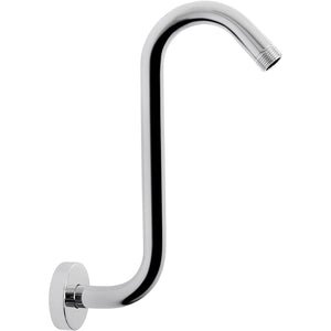 NearMoon S Shaped Shower Head Riser Arm, Shower Extender Arm with Flange, Standard 1/2" Connection- Bathroom Accessory, 10 Inch (1 Pack, Chrome)