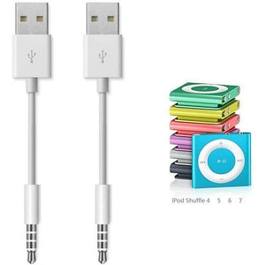 Amicable USB Date Cable Replacement for iPod Shuffle Charger Cable,(2-Pack) 3.5mm Jack/Plug to USB Power Charger Sync Data Transfer Cable for iPod Shuffle 3rd 4th 5th /6/7 Gen MP3
