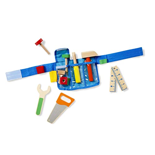 Buy now Melissa & Doug Deluxe Tool Belt Set - 5 Wooden Tools, 8 Building Pieces, Adjustable Belt at indiglob india