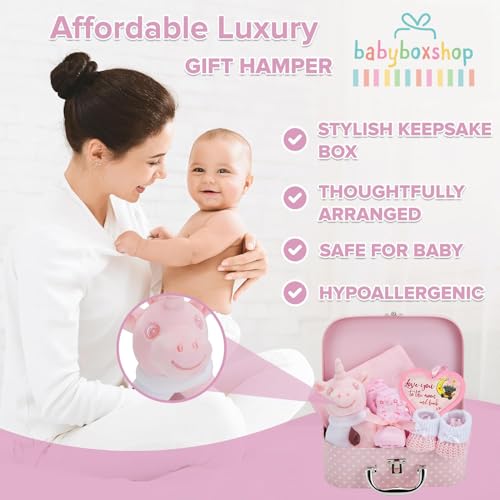 Buy now Baby Box Shop Baby Girl Gift Set - Pink Keepsake Box with 7 Essentials for Newborn Girl at indiglob india