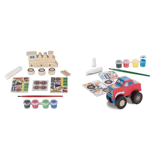 Buy now Melissa & Doug Created by Me! Paint & Decorate Your Own Wooden Vehicles Craft Kit For Kids 2 Pack – Monster Truck, Train at indiglob india