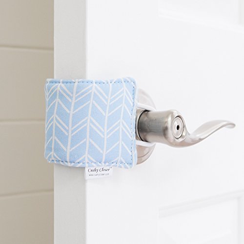 The Original Cushy Closer Door Cushion | No More Noisy Doors! | Door Latch Cover- Baby Safety for Quiet Doors (Birch - Blue)