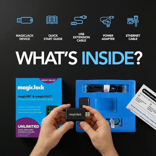 Buy now magicJack VOIP Phone Adapter - Unlimited Calls to US & Canada, No Monthly Bill, Portable Internet Phone with App, magicIN™ & magicOUT™ Service at indiglob india