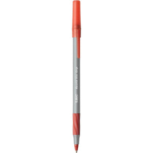 BIC Round Stic Grip Xtra Comfort Red Ballpoint Pens, Medium Point (1.2mm), 12-Count Pack, Excellent Writing Pens With Soft Grip for Superb Comfort and Control - My Store
