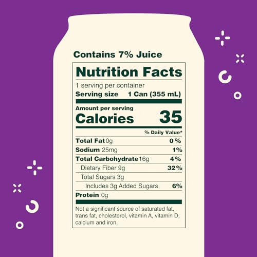 Buy now OLIPOP - Classic Grape Sparkling Tonic, Healthy Soda, Prebiotic Soft Drink, Aids Digestive Health & Immune Health, High in Plant Fiber, Caffeine Free, Low Calorie, Low Sugar 12 oz at indiglob india