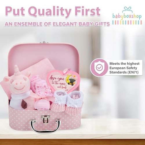 Buy now Baby Box Shop Baby Girl Gift Set - Pink Keepsake Box with 7 Essentials for Newborn Girl at indiglob india