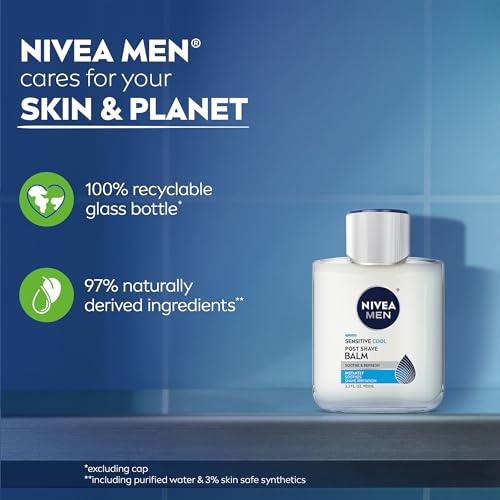 Buy now NIVEA MEN Sensitive Cool Post Shave Balm, Enriched with Chamomile and Seaweed Extracts, Alcohol Free After Shave Balm for Men, 3.3 Fl Oz Bottle, Pack of 3 at indiglob india