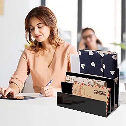 Buy now Acrylic Desktop File Sorter Thick Cast Holder for Document Paper Letter Book Envelope Laptop Office File Organizer Stand Rack on Office Desktop (Black) at indiglob india