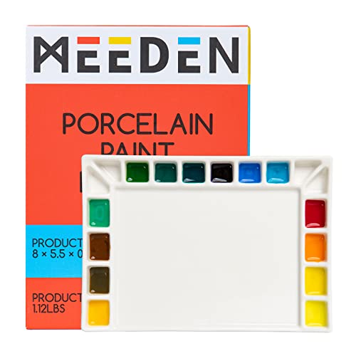 Buy now MEEDEN 18-Well Porcelain Artist Paint Palette, Mixing Art Ceramic Watercolor Paint Palette for Watercolor Gouache Acrylic Oil Painting, Rectangle 8 by 5-1/2-Inch at indiglob india