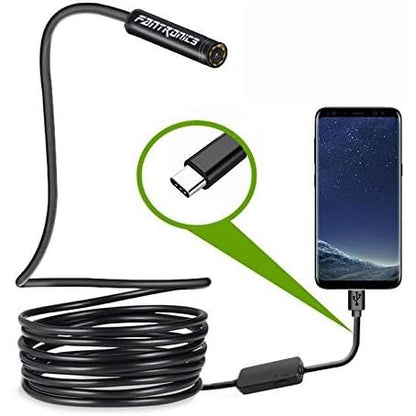 USB Snake Inspection Camera, FANTRONICS Scope Camera with 8 LED Lights IP67 Waterproof Semi-Rigid Snake Cord USB C Borescope for iPhone, iPad and Android Phone (16.4ft)