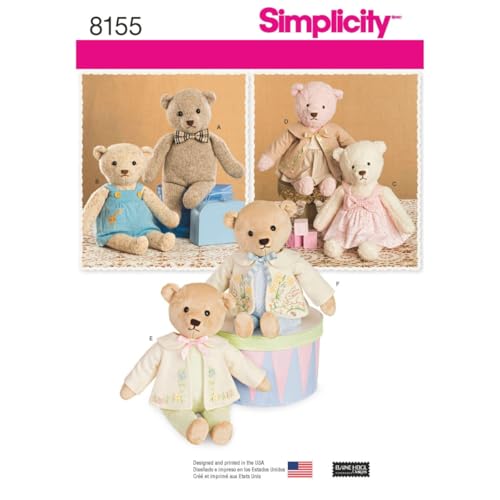 Buy now Simplicity 8155 Make Your Own Teddy Bear with Accessories and Clothes Sewing Pattern, 6 Pieces at indiglob india