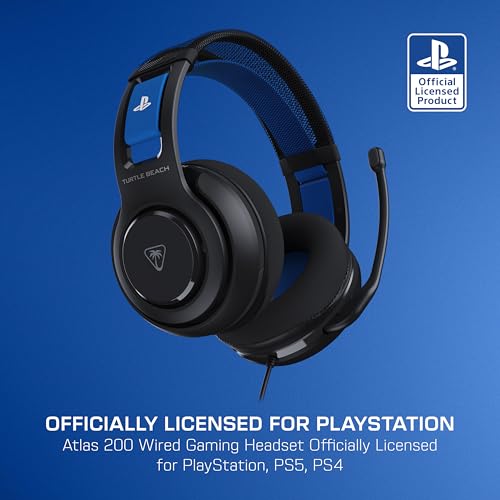 Buy now Turtle Beach Atlas 200 Wired Gaming Headset Officially Licensed for PlayStation, PS5, PS4-50mm Nanoclear Drivers, Flip-to-Mute Mic, Memory Foam Cushions, Floating Headband - Black at indiglob india