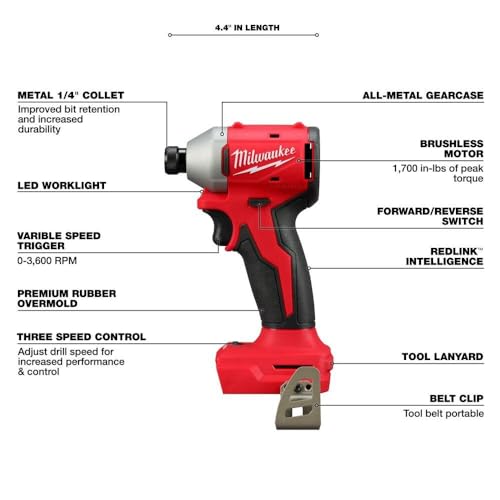 Buy now Milwaukee Electric - M18 Compact BRUSHLESS 1/4 INCH HEX 3-Speed Impact at indiglob india